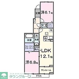 東武東上線 高坂駅 徒歩7分の賃貸アパート 1階2LDKの間取り