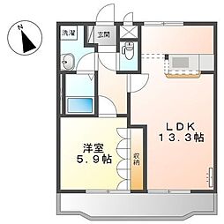 ポートヴィラ弐番館 2階1LDKの間取り