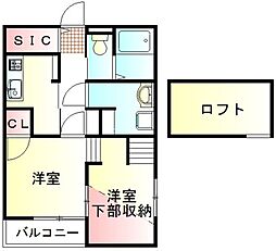 東武東上線 東松山駅 徒歩19分の賃貸アパート 2階2SKの間取り