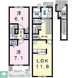 グランベルテ1 2LDKの間取図画像