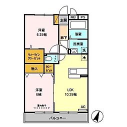 サン・クレストコート 2LDKの間取図画像