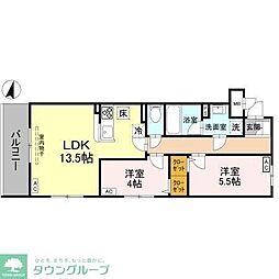 上尾市愛宕3丁目アパート 2LDKの間取図画像