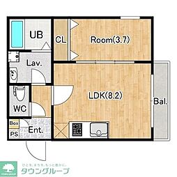 ジーメゾン東岩槻フェリシア 1LDKの間取図画像