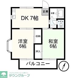 第2トミ・ハイツ 2DKの間取図画像