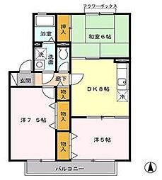 アークヒルズB 3DKの間取図画像