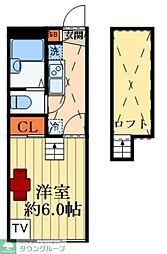 レオパレススター2 1Kの間取図画像