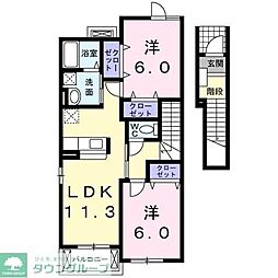 フォンテーヌ1 2LDKの間取図画像