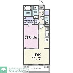 熊谷市久下1丁目アパート 1LDKの間取図画像