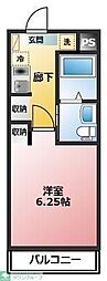 アッソルッソ 1Kの間取図画像