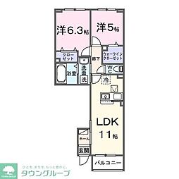 ベル エリタージュ 2LDKの間取図画像