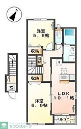 ポップ・メゾン 2LDKの間取図画像