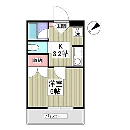 メゾンドール2番館 1Kの間取図画像