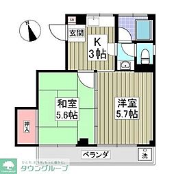 関コーポ 2DKの間取図画像
