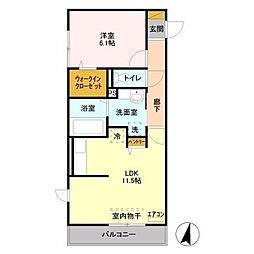 ディアコート 1LDKの間取図画像
