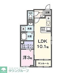 ヒカルサ上尾上ウエスト 1LDKの間取図画像