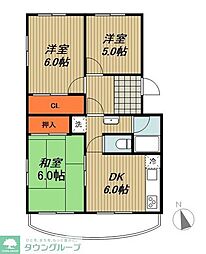 とよはる台サンハイツ 3DKの間取図画像