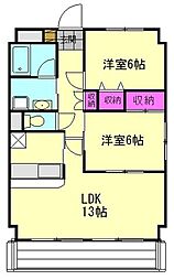 ロンドモンターニュ 2LDKの間取図画像