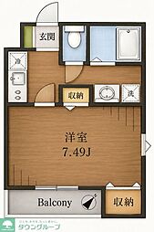 グレイス雷電 1Kの間取図画像