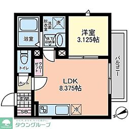 コンフィデンス東大宮A 1LDKの間取図画像