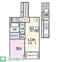 フランシーズコート行田 1LDKの間取図画像