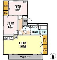 バティール西小森野A棟 201 ｜ 福岡県久留米市小森野2丁目10-7（賃貸アパート2LDK・2階・66.34㎡） その2