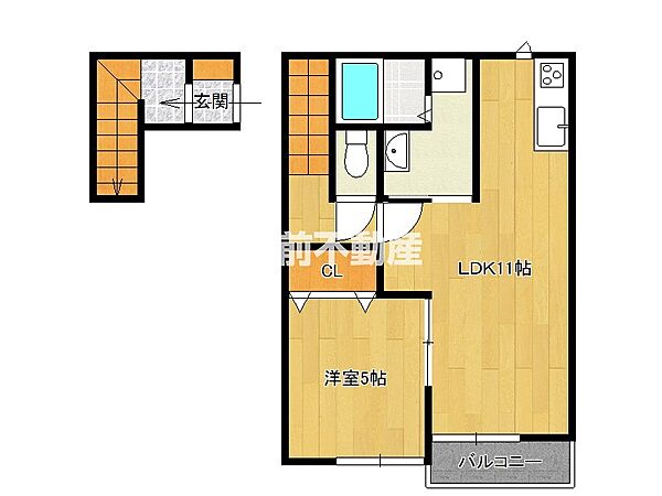 アテレーゼOne津福今町 202｜福岡県久留米市津福今町(賃貸アパート1LDK・2階・43.68㎡)の写真 その2