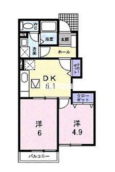 サイプレスリッジB 103｜福岡県久留米市上津町(賃貸アパート2DK・1階・40.45㎡)の写真 その2