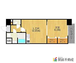 MOONRIVER久留米東町 1LDKの間取図画像