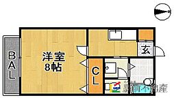 デュマン石井 1Kの間取図画像