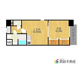 MOONRIVER久留米東町 1LDKの間取図画像