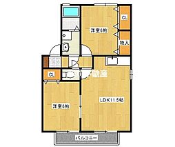 グランシャリオ徳久B 2LDKの間取図画像