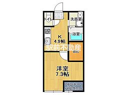 スフィーダI 1Kの間取図画像