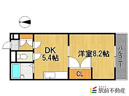 ワンバイワン 1DKの間取図画像
