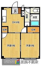 プライム駅東A 2DKの間取図画像