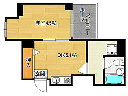 エスポワール西京極 1DKの間取図画像