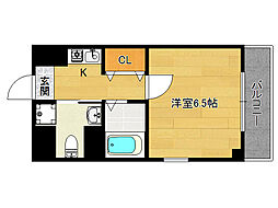 プレジール西院 1Kの間取図画像