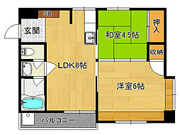 コーポ西村 2LDKの間取図画像