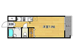 グレース中久世 1Kの間取図画像