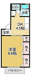 ドミール古川Ａ棟 1階1DKの間取り