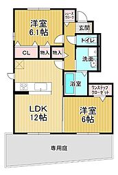 ヴェルドミール 2LDKの間取図画像