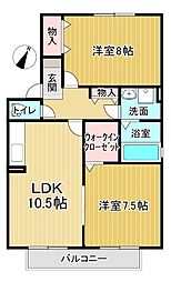メゾン・リヴェールB 2LDKの間取図画像