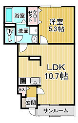 ポルト・ボヌールK II 1LDKの間取図画像