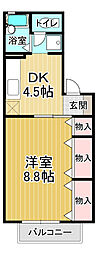 フロラシオン川内1 1DKの間取図画像