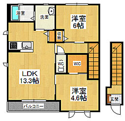 ブランシェ川内1番館 2LDKの間取図画像