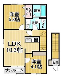 FLAT Y V 2LDKの間取図画像