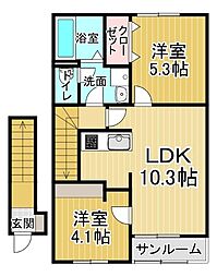 FLAT Y V 2LDKの間取図画像