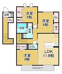 モンプリミエルラシオン2 3LDKの間取図画像