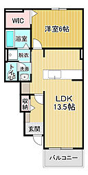 ル・ヴァンA 1LDKの間取図画像