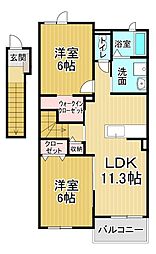ポワール2 2LDKの間取図画像