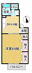フロラシオン川内1 1DKの間取図画像